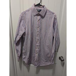 Ralph Lauren Shirt Men's 16 32/33 Striped Pink Blue Button Down Curham Classic
